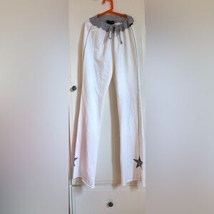 Women’s White Joggers with Gray Waistband and Star Details